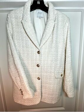 Cream Tweed Blazer Jacket